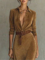 Aurelia | Belted Suede Dress