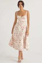 AURORA - LACE-UP CORSET MIDI DRESS