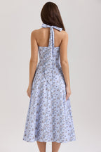 Belle - Daisy Print Halter Neck Midi Dress