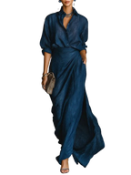 Cielo - Deep Blue Draped Maxi Dress