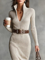 Clara - Knitted dress with a mock turtleneck
