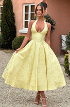 Esmeralda - Halter Sleeveless Midi Dress