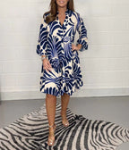 Fenella - Printed V Neck Midi Dress
