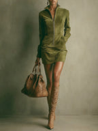 Harper | Suede Zip Mini Dress