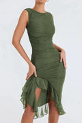 Lorienne ™ | Boat-neck ruffle sheath dress