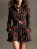 Magdalena | Elegant short checkered dress