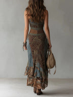 María | Asymmetrical Ethnic Print Maxi Dress