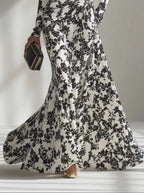 Nikita - Black And White Patterned Stretch Blend Wrap Dress