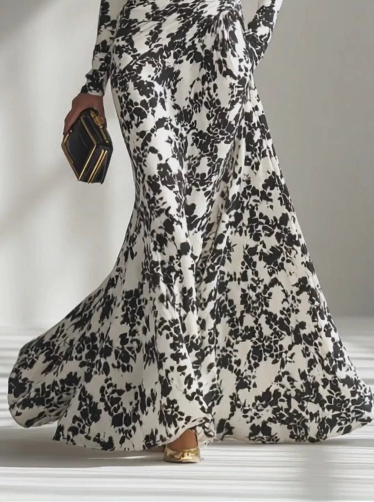 Nikita - Black And White Patterned Stretch Blend Wrap Dress