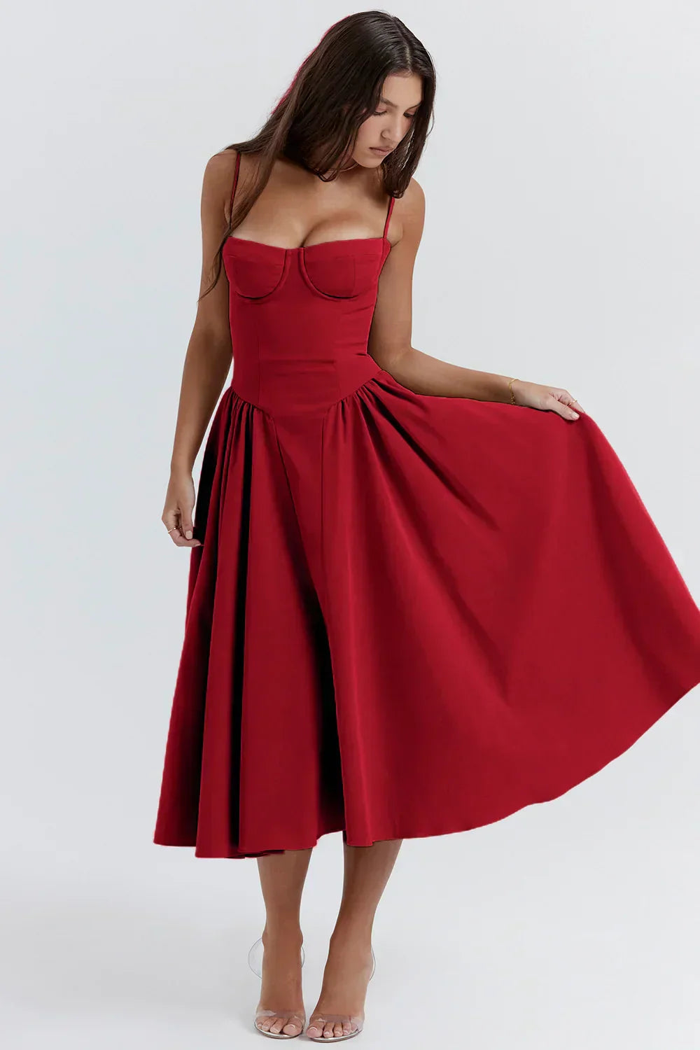 Nina - Sleeveless Corset Midi Dress