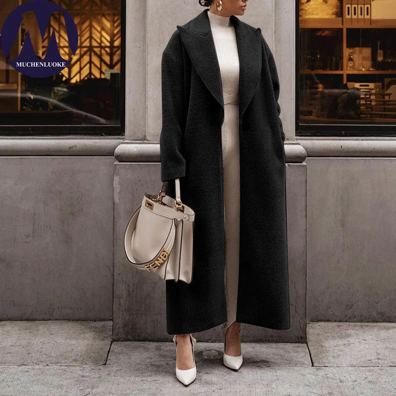 Women's Belted Long Wool Coat – Philippa