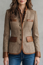 Women's Classic Tweed Jacket with Vintage Trim Accents – Yara