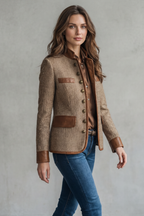 Women's Classic Tweed Jacket with Vintage Trim Accents – Yara