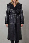 Women's Cozy Oversized Shearling Coat with Belt – Nell
