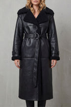 Women's Cozy Oversized Shearling Coat with Belt – Nell