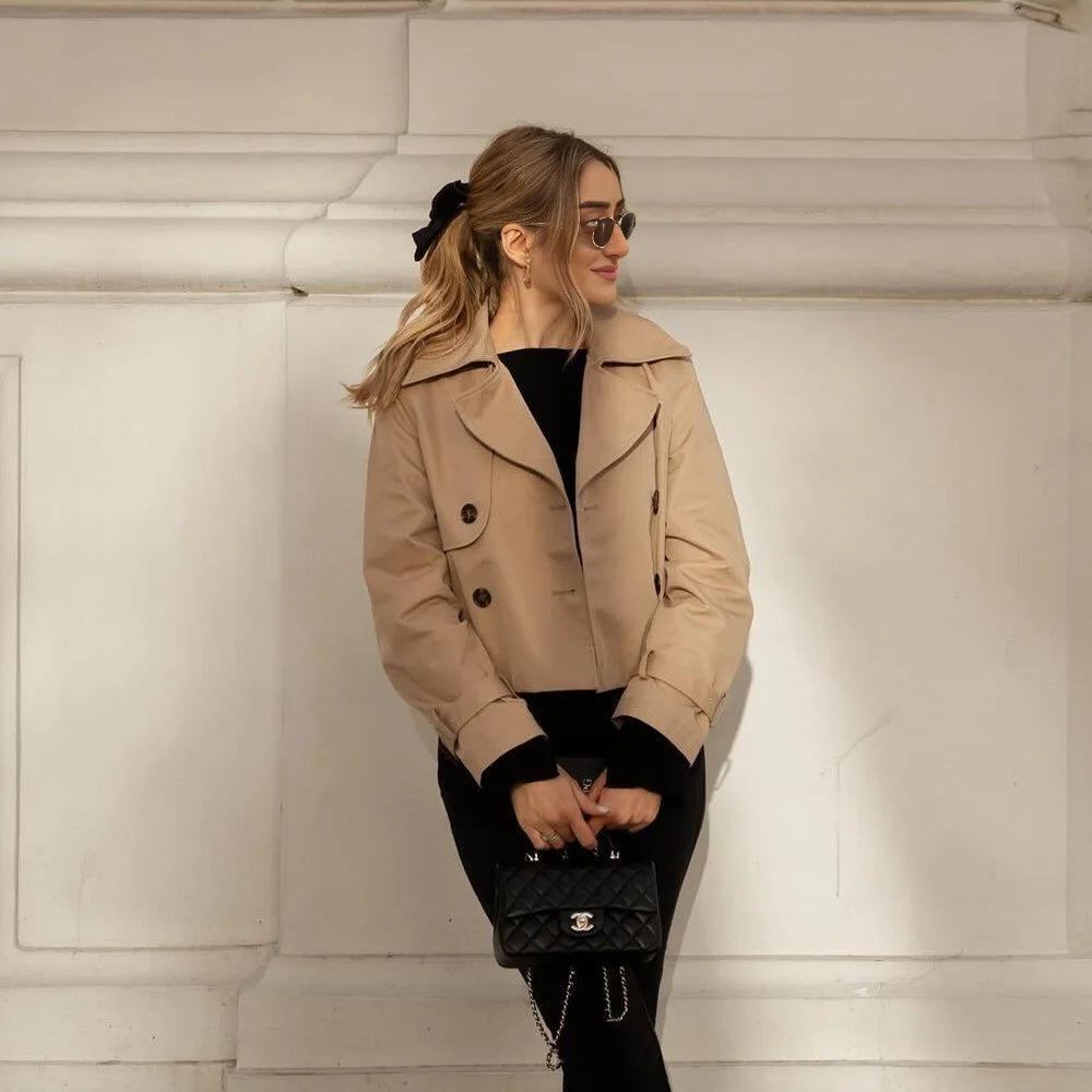 Women's Cropped Double Breasted Trench – Verity