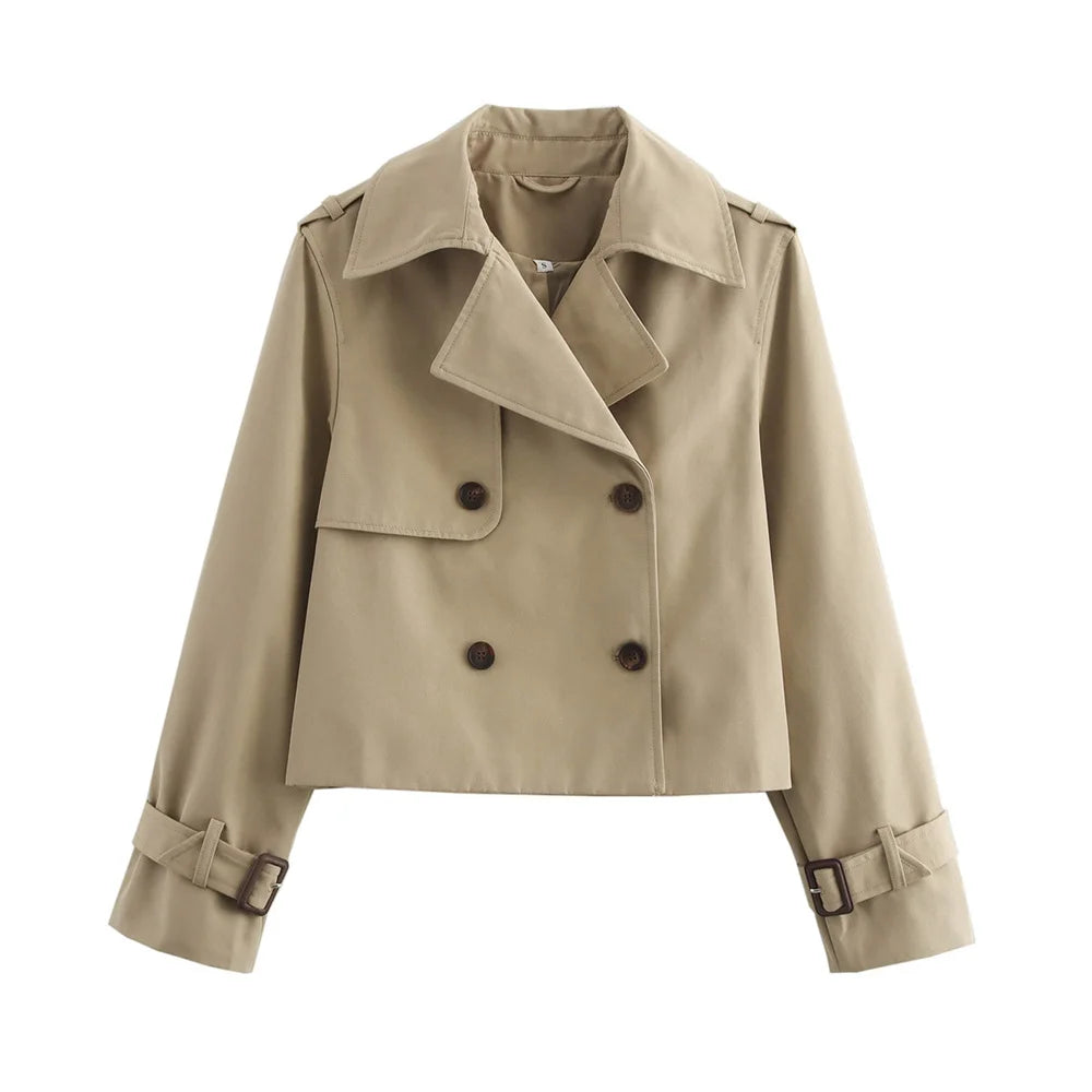 Women's Cropped Double Breasted Trench – Verity