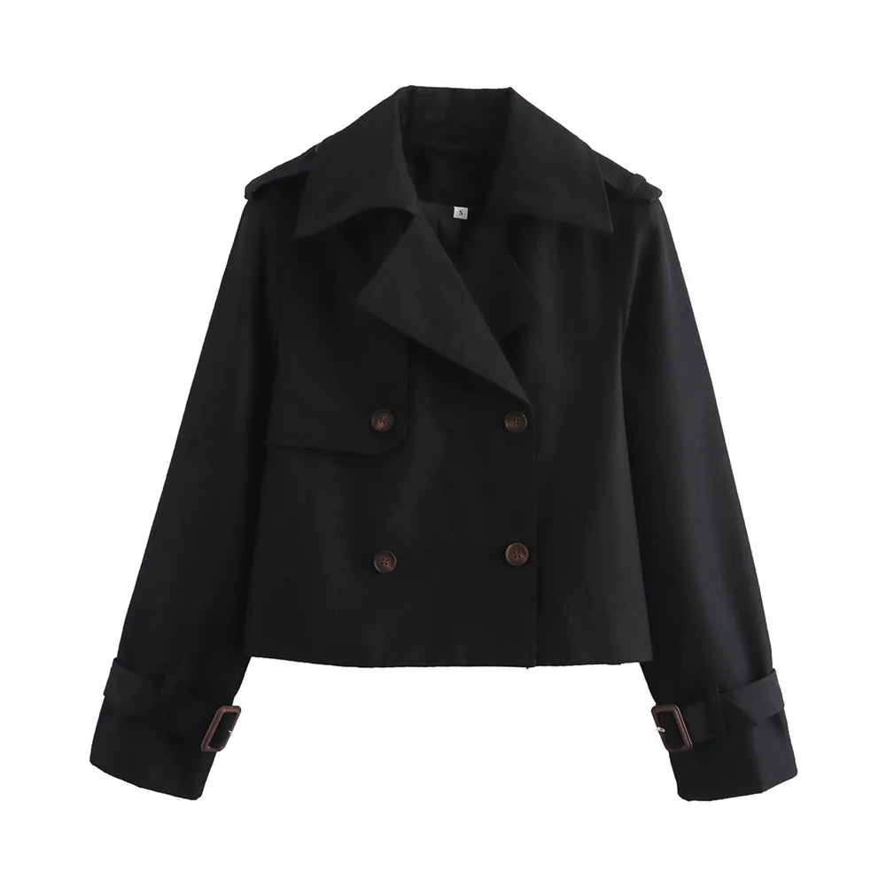 Women's Cropped Double Breasted Trench – Verity
