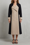 Women's Elegant Hepburn-Style Wool Coat with Contrast Colors – Lorelei