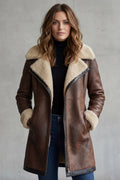 Women's Elegant Leather Coat with Shearling Lining – Amara