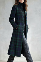 Women's Highland Check Silhouette Wool Blend Coat – Celestine