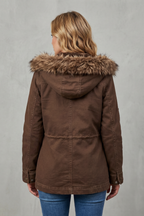 Women's Hooded Parka Coat with Faux Fur Trim – Odette