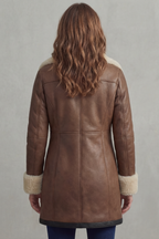 Women's Leather Winter Coat with Shearling Collar – Georgiana