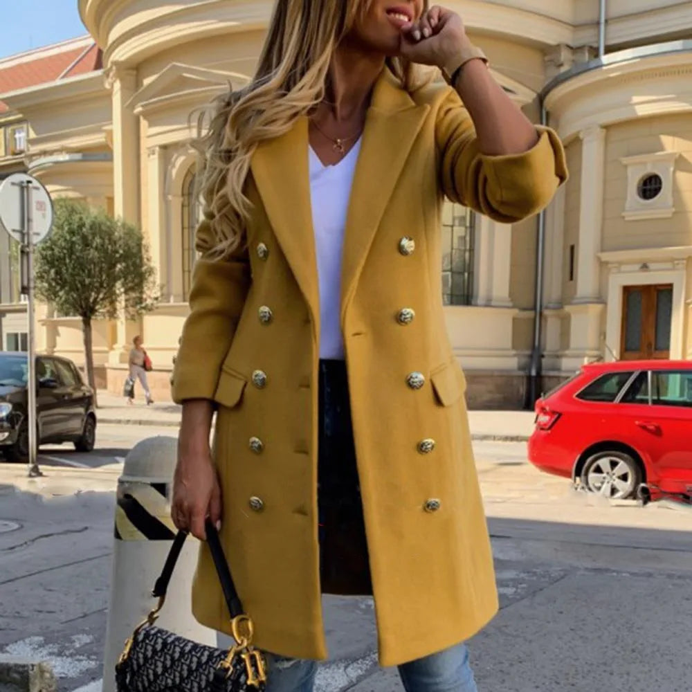 Women's Long Double Breasted Wool Coat – Harriet