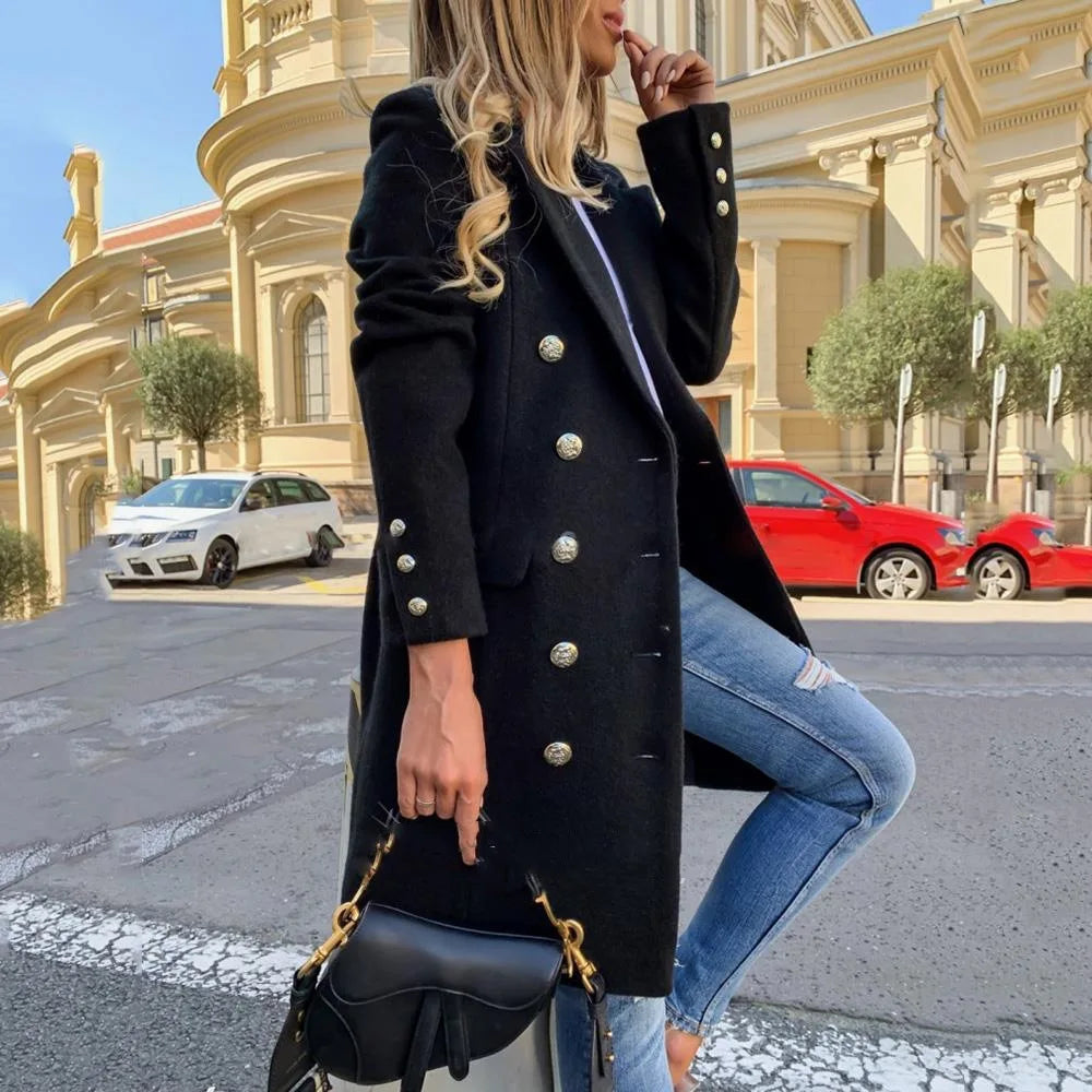 Women's Long Double Breasted Wool Coat – Harriet