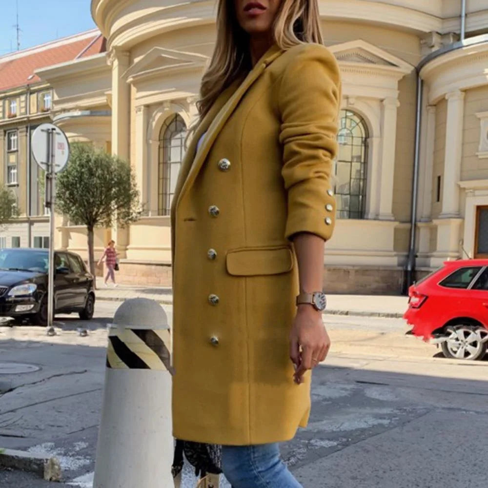 Women's Long Double Breasted Wool Coat – Harriet