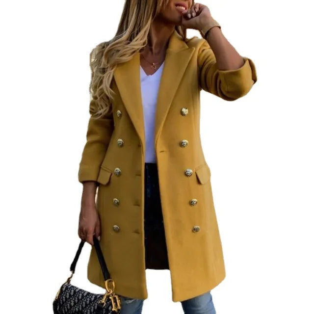 Women's Long Double Breasted Wool Coat – Harriet
