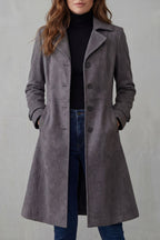 Women's Longline Coat with Vintage Suede Finish – Bronte