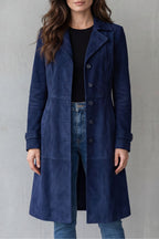 Women's Longline Coat with Vintage Suede Finish – Bronte