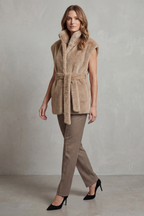 Women's Longline Faux Fur Gilet with Belt – Verity