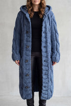 Women's Oversized Hooded Cable Knit Cardigan Coat – Primrose
