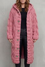 Women's Oversized Hooded Cable Knit Cardigan Coat – Primrose