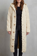 Women's Oversized Hooded Cable Knit Cardigan Coat – Primrose