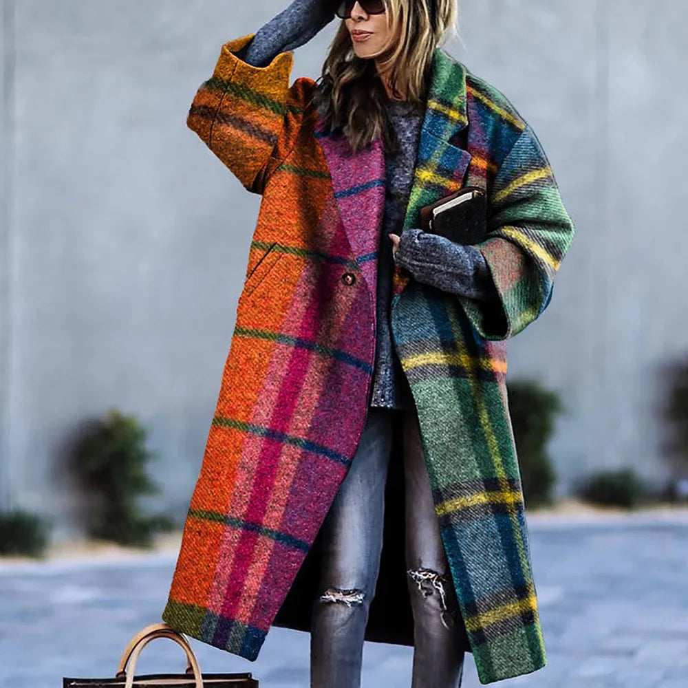 Women's Printed Wool Blend Long Coat – Constance