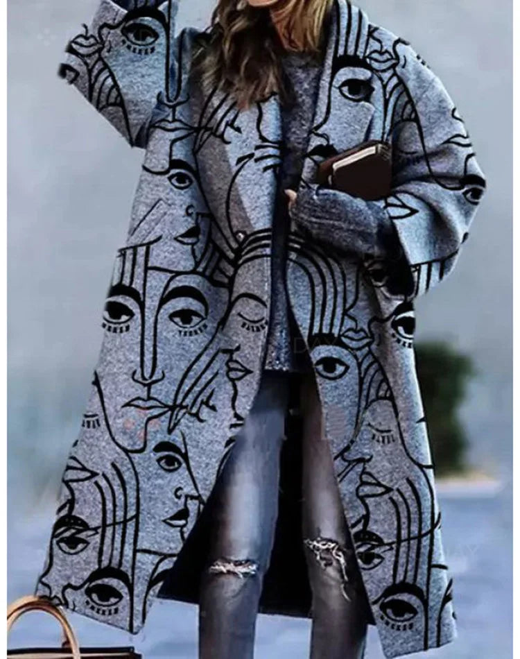 Women's Printed Wool Blend Long Coat – Constance