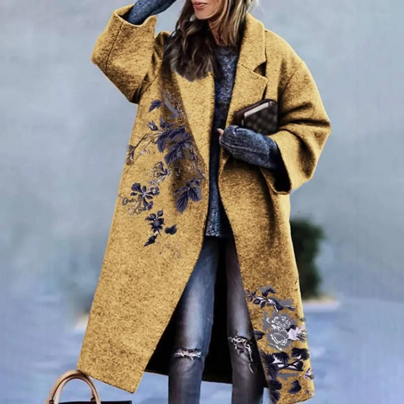Women's Printed Wool Blend Long Coat – Constance