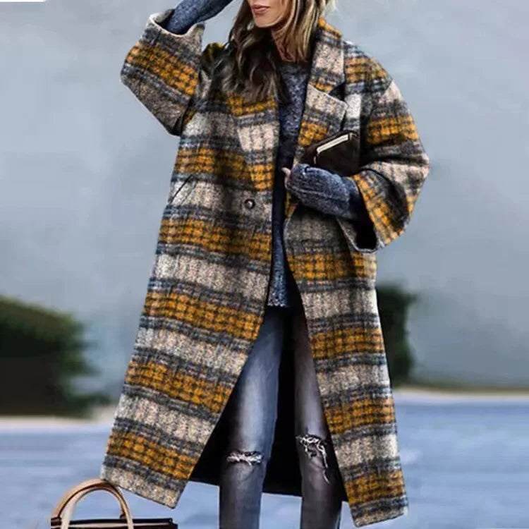 Women's Printed Wool Blend Long Coat – Constance
