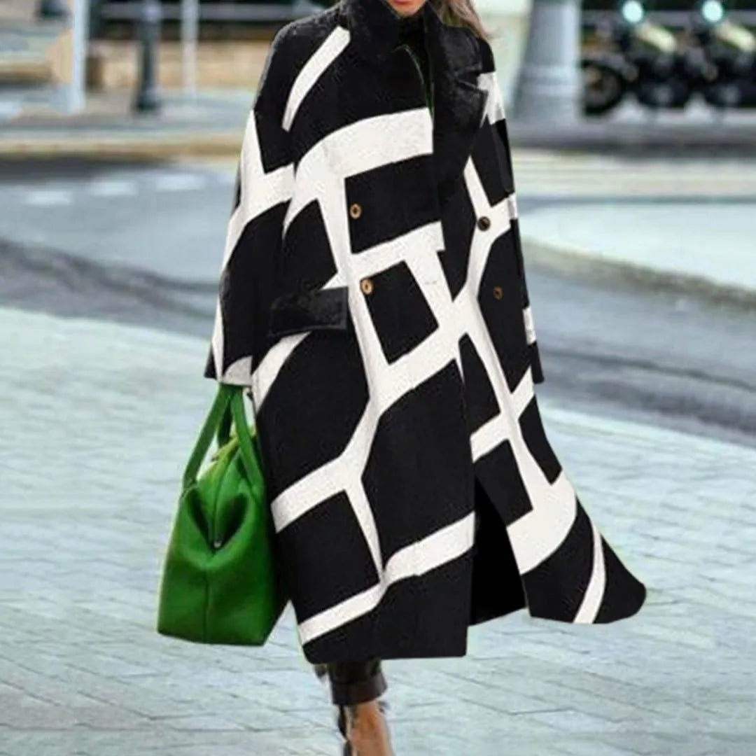 Women's Printed Wool Blend Long Coat – Constance