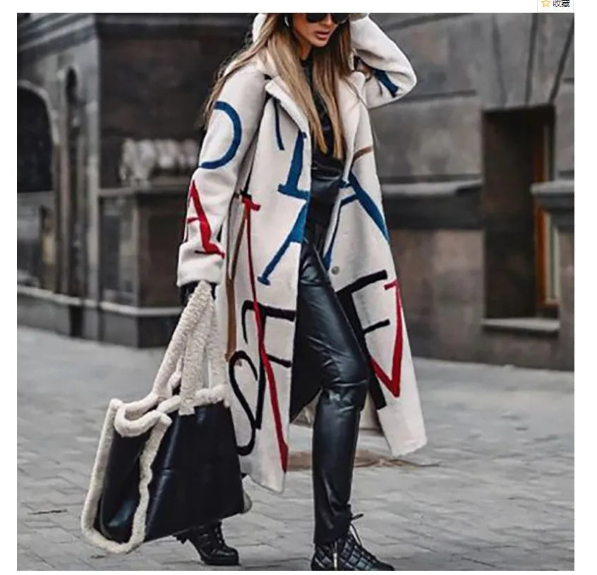 Women's Printed Wool Blend Long Coat – Constance
