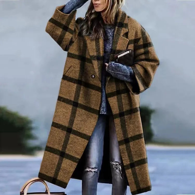Women's Printed Wool Blend Long Coat – Constance