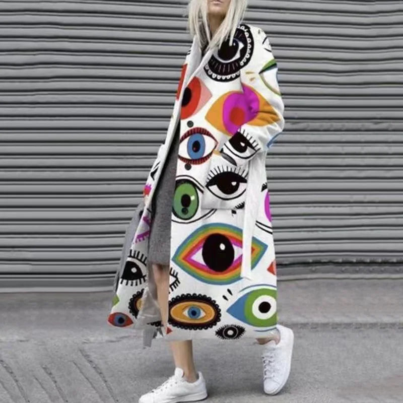 Women's Printed Wool Blend Long Coat – Constance