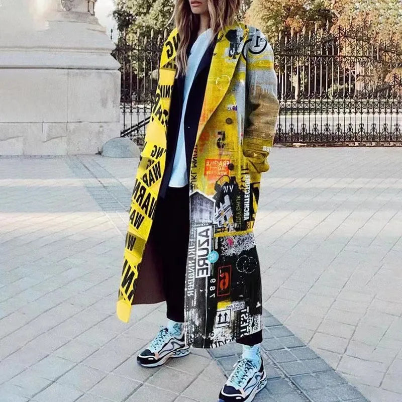 Women's Printed Wool Blend Long Coat – Constance