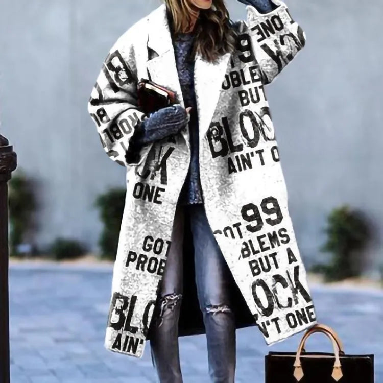 Women's Printed Wool Blend Long Coat – Constance