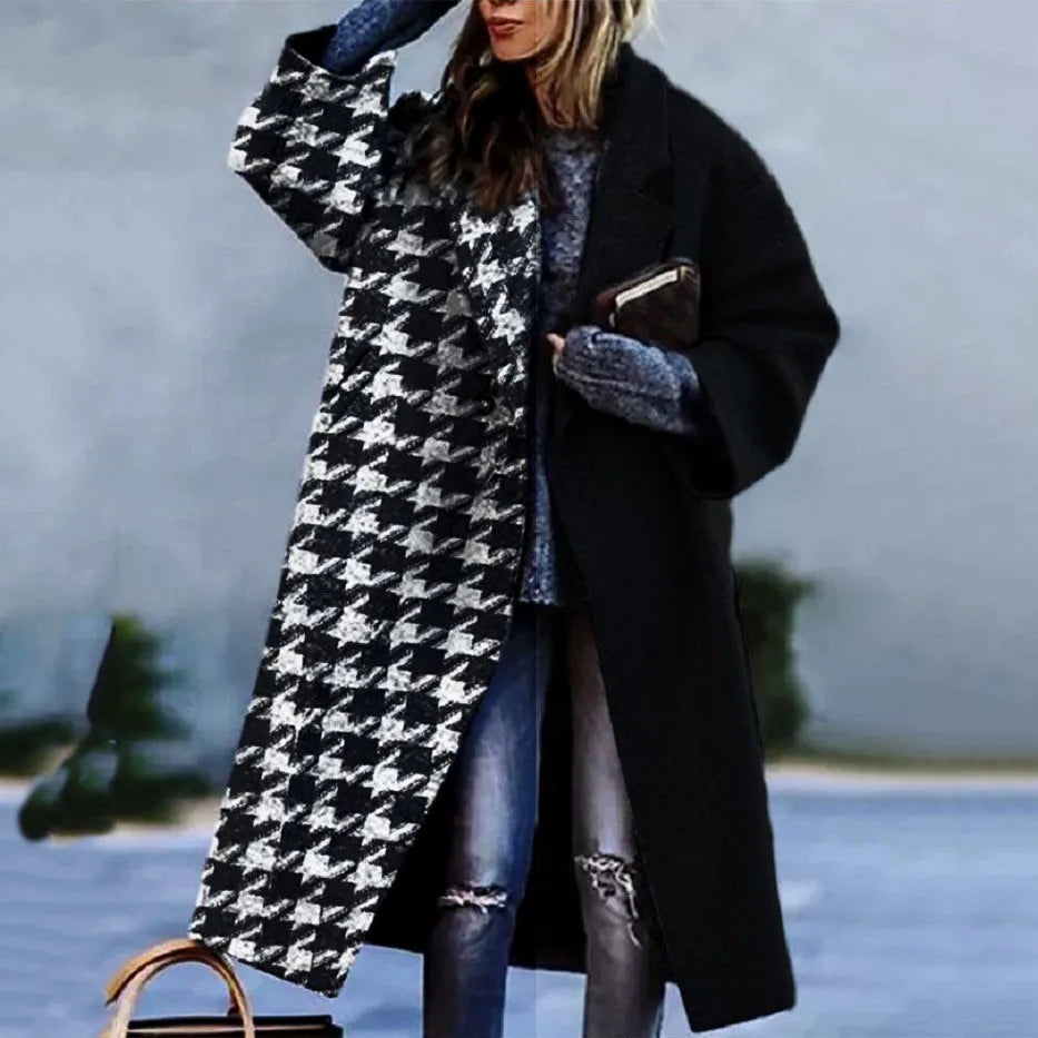 Women's Printed Wool Blend Long Coat – Constance