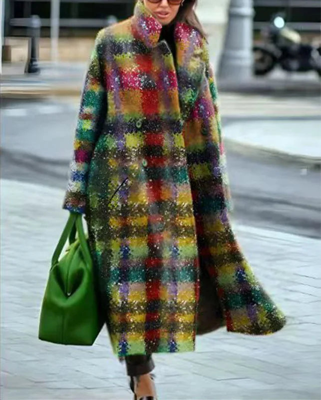 Women's Printed Wool Blend Long Coat – Constance