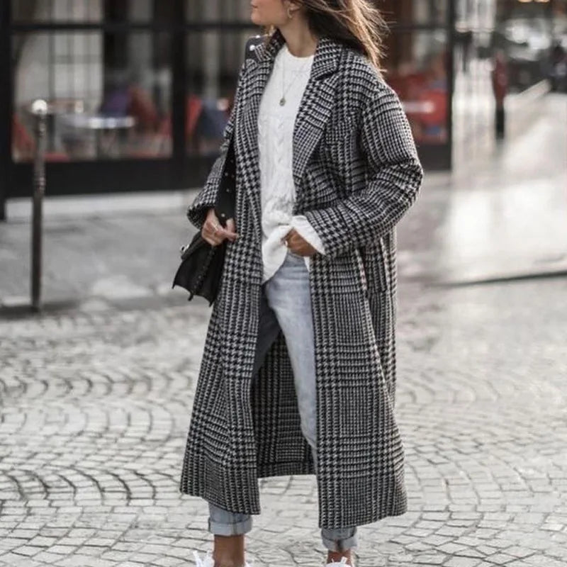 Women's Printed Wool Blend Long Coat – Constance